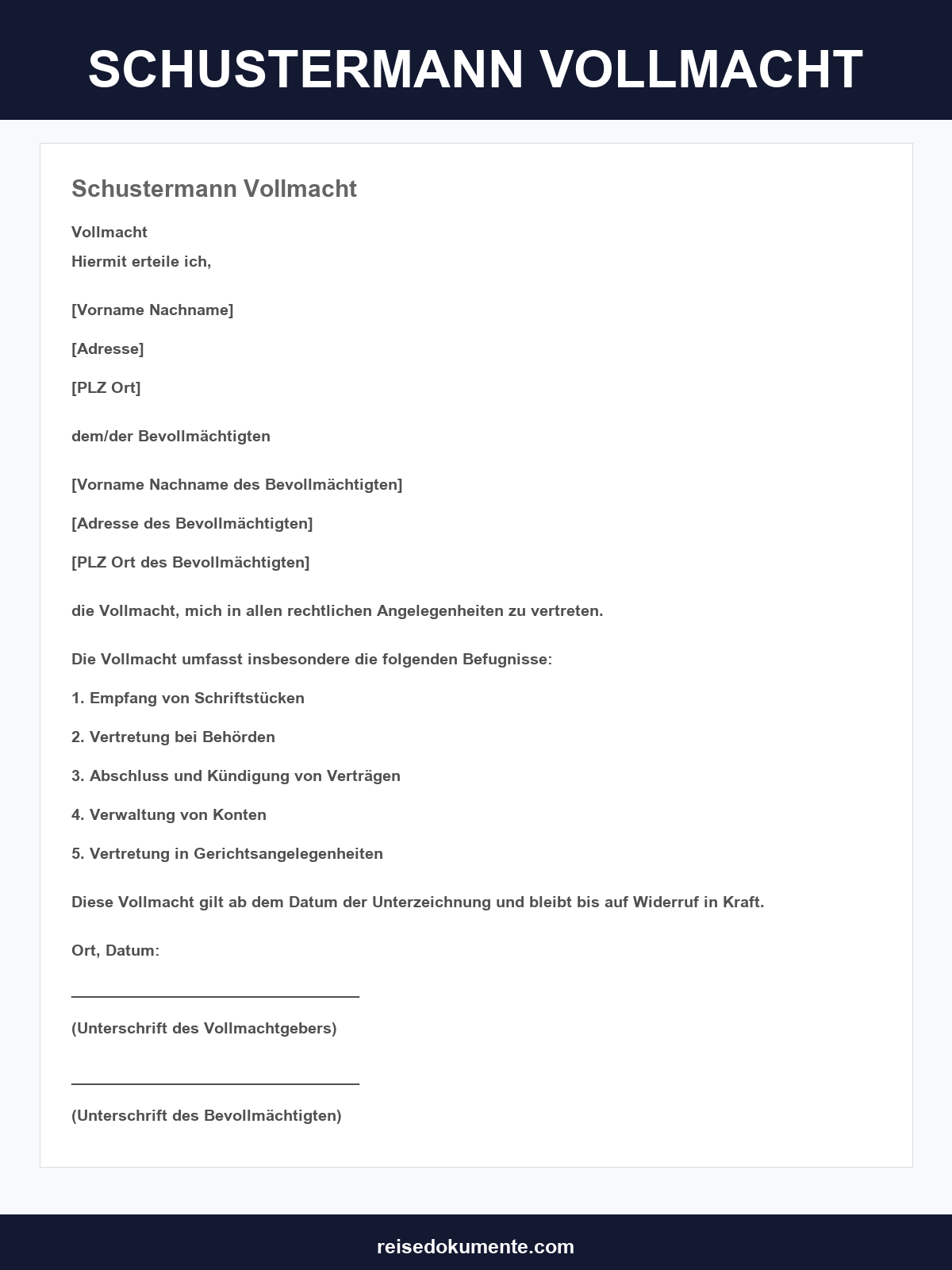 Schustermann Vollmacht