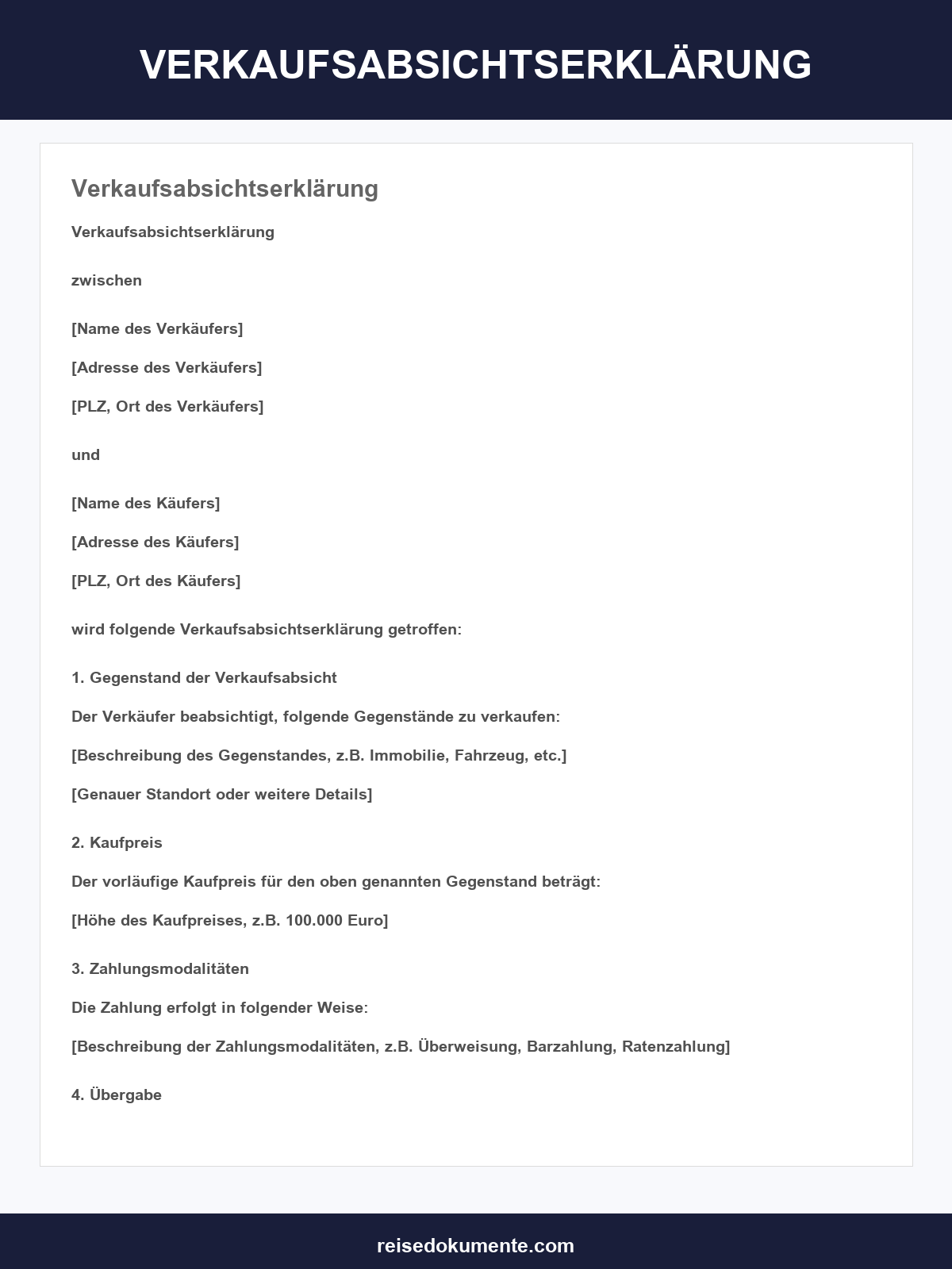 Verkaufsabsichtserklärung