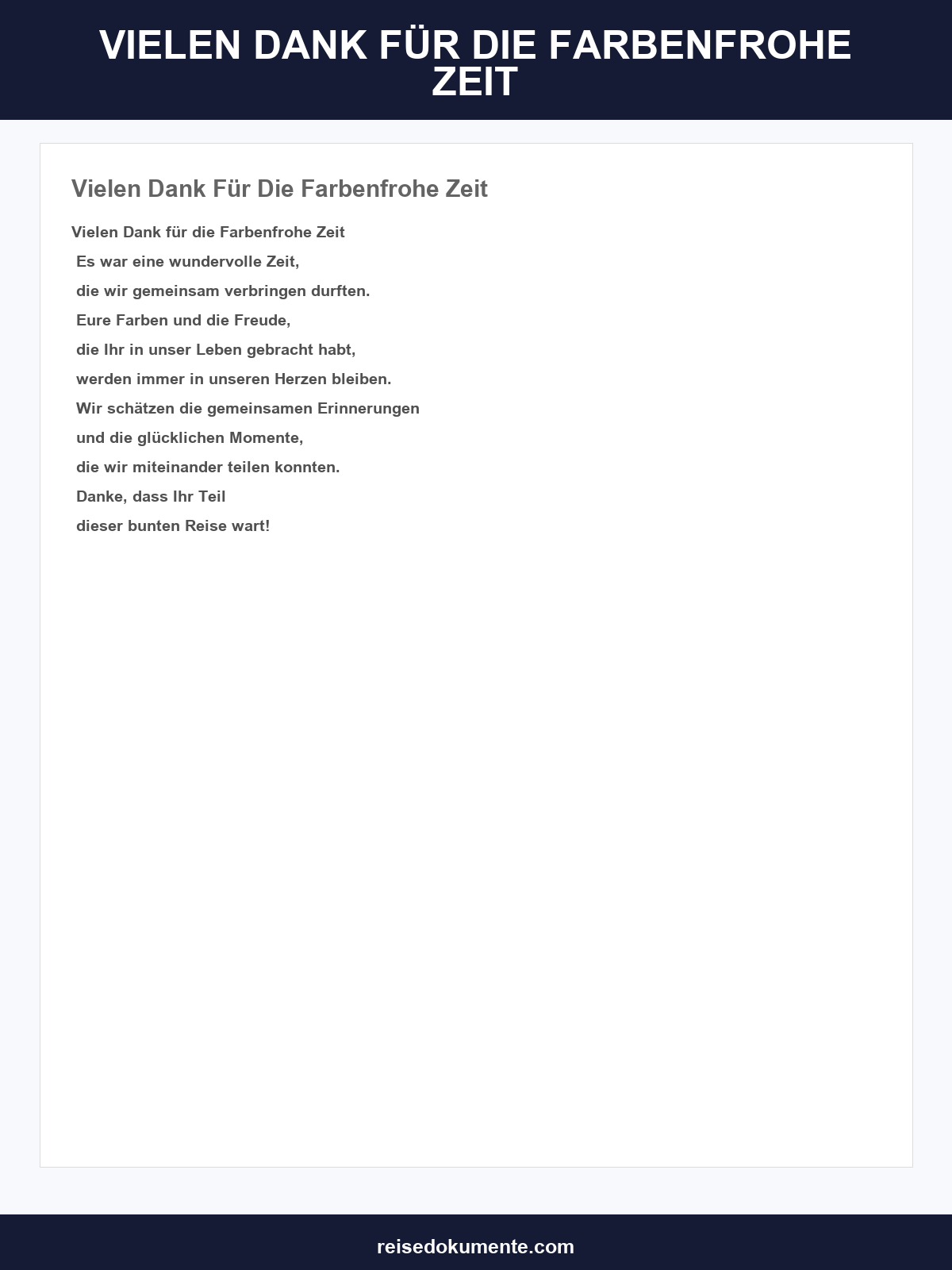 Vielen Dank Für Die Farbenfrohe Zeit