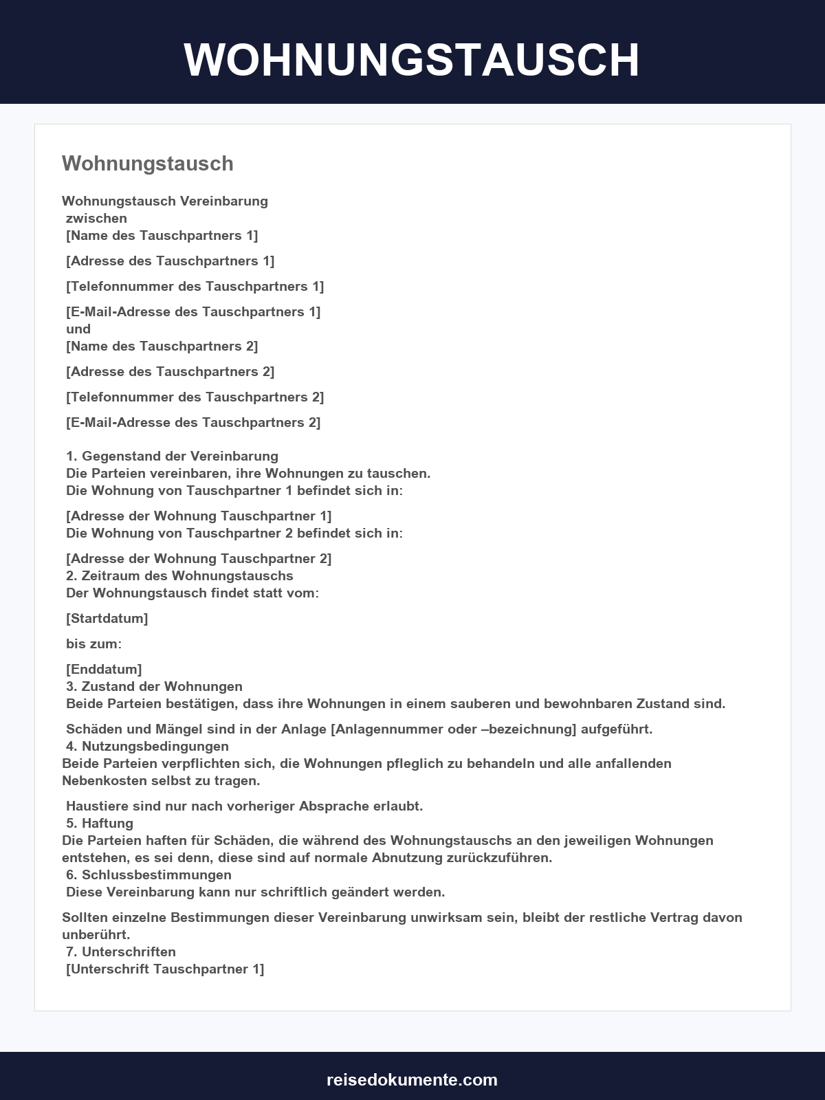 Wohnungstausch Musterbrief